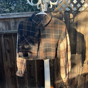 2 Toned Brown Cropped Flannel